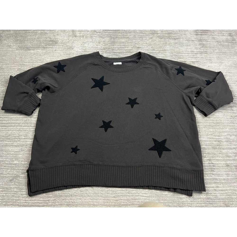 Maurices Sweatshirt Womens 2XL Gray Star Embroidered Crew Neck Raglan Pullover